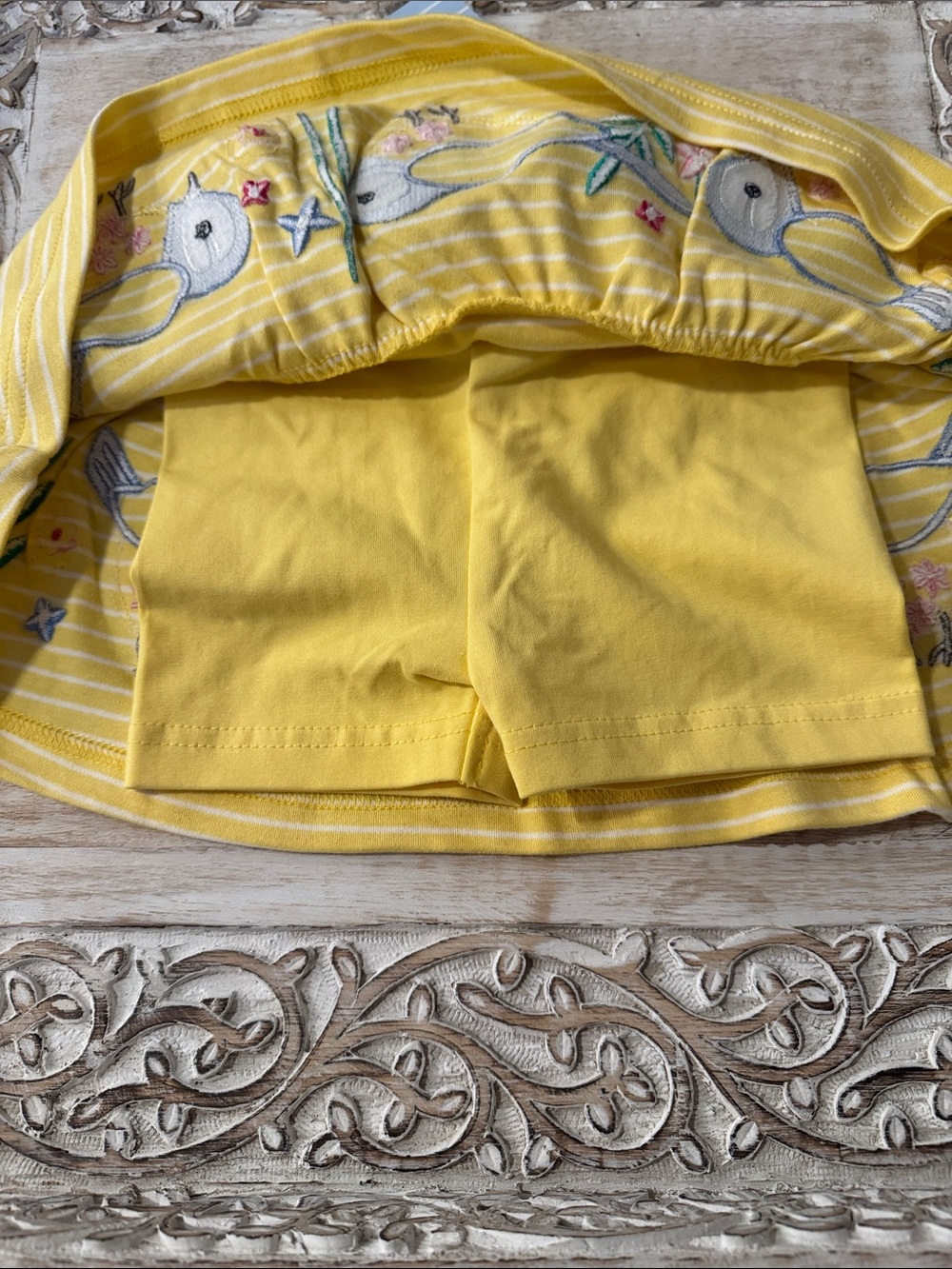 JoJo Maman Bébé Yellow Bird Embroidered Kids Matching Set - Picture 4 of 15